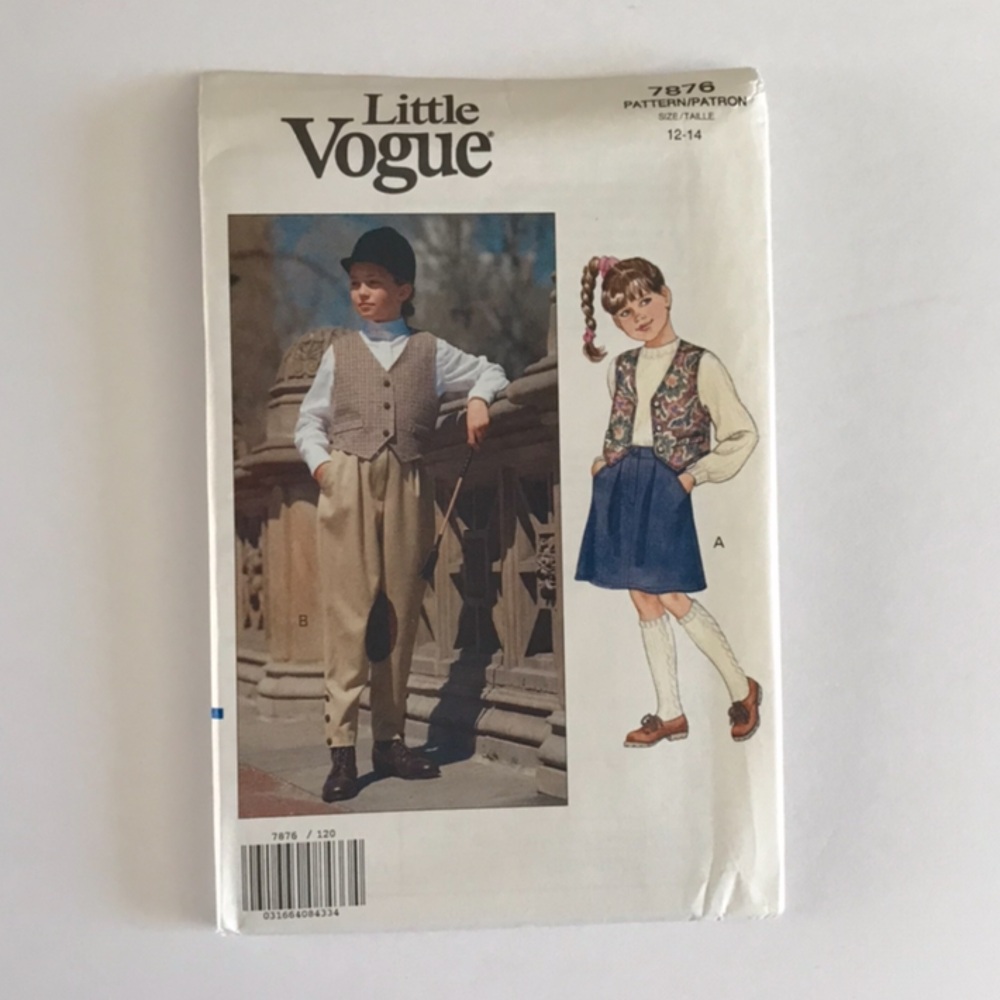 🧵3for12🧵 VTG Little Vogue Pattern 7876 Girl’s Dress Skirt Jodhpurs